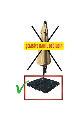 Ampul Şemsiye Ağırlık Bidonu Dörtlü Set Parasol Şemsiye Ağrılık Seti Siyah