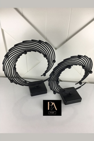 Trendooze 2'li Metal Siyah Aksesuar Ofis Ev Dekorasyon Objesi