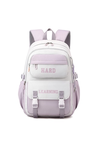 Sones Kontrast Renkli Günlük Sırt Çantası Üniversite Okul Çantası 15.6 İnç Dizüstü Bilgisayar Çantası Mor Beyaz Diğer