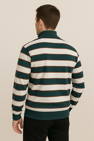 We&me Regular Fit Yarım Fermuarlı Dik Yaka Bloklu Basic Sweatshirt Çok Renkli