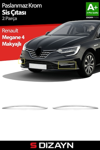 S-dizayn Renault Megane 4 Makyajlı Krom Sis Çıtası 2 Prç 2020 Üzeri A+ Kalite