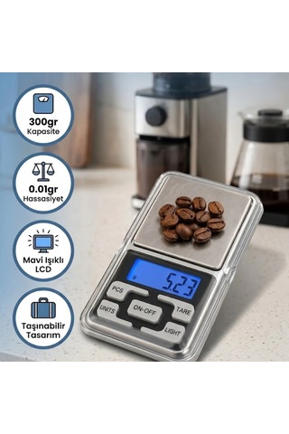 300 Gr Hassas Dijital Cep Terazisi Mavi Lcd Ekranlı Sayma Modlu Renkli