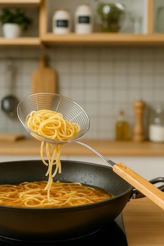 Bambum Ladle - Bambu Saplı Tel Kevgir 18cm Ahşap