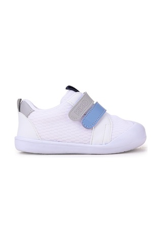 Kiko Kids Textile Cırtlı Erkek Bebek Spor Ayakkabı Beyaz - Mavi