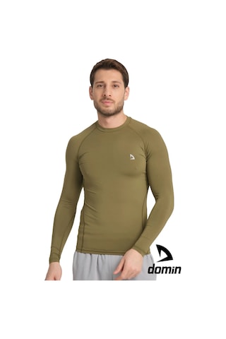 Hnc Sport Erkek Uzun Kol Haki Rahat Fit Compression Spor Body Tshirt