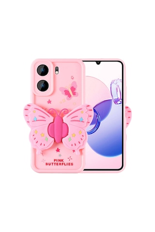 Zore Xiaomi Redmi 13c Kılıf Kamera Korumalı Figür Tasarımlı Kapya Kapak-pembe Açı Pembe Açık