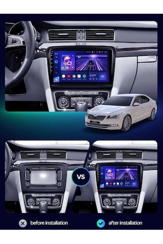 Skoda Super B 2009-2015 4gb Ram 32gb Hafıza 4 Çekirdek Carplay Kamera Android Multimedya 9"