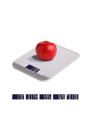 Ximistore9 Gümüş Renkli Şarj Edilebilir Mutfak Terazisi - 5kg Hassasiyet, Pil Ve Şarj Seçenekli Çok Renkli