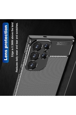 Samsung Galaxy S25 Ultra Uyumlu Kılıf Kamera Korumalı Karbon Silikon Kap