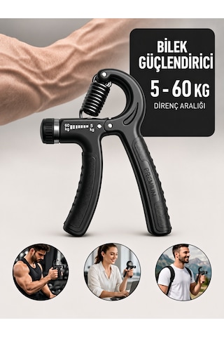 Ayarlanabilir Sayaçlı El Yayı 5-60 Kg El Kol Parmak Bilek Güçlendirici Sayaçlı Siyah El Terapisi