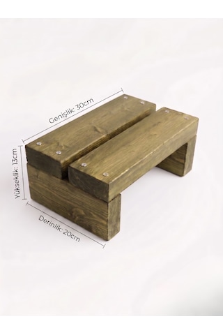 Nest Woodtr Doğal Ahşap Tek Katlı Basamak Tabure Yükseltici 30x25x15cm 1adet Yeşil