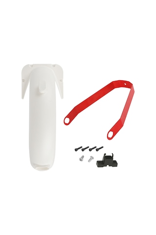 Neevoyu G30 Max Elektrikli Scooter İçin Beyaz Arka Çamurluk Seti: Kırmızı Tutucu, Fren Lambası Ve Kanca - Dayanıklı Abs+pc Malzeme