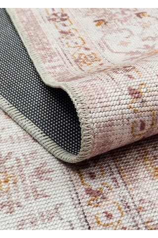 Eko Halı Elista Els 201 Cream Beige Kaydırmaz Yıkanabilir Vintage Desenli Kilim Krem Bej
