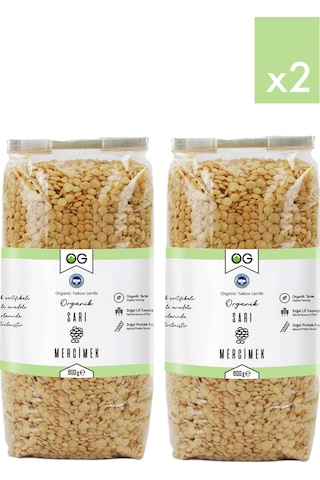 2 Li Organik Sarı Mercimek 800 Gr