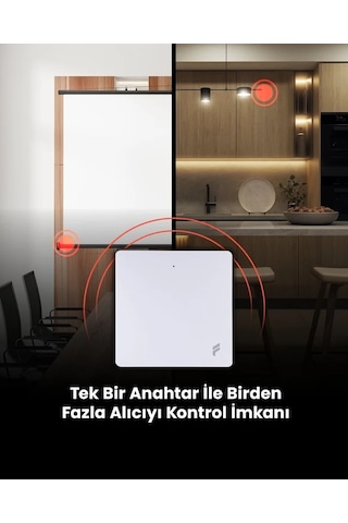 2 Adet Kablosuz Tekli Duvar Anahtar Kendinden Enerjili Ve 1 Adet Akıllı Kablosuz Anahtar Seti