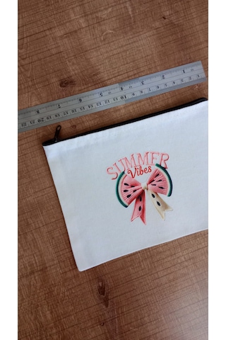 Wisheratelier Yaz Temalı Eğlenceli Bez Clutch El Çantası Desenli