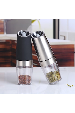 Suofeng Otomatik Tuz Ve Karabiber Değirmeni, Paslanmaz Çelik Elektrikli Baharat Öğütücü Seti, Gümüş Renk Diğer