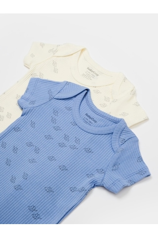 Organik Modal Fil Baskılı 2 Li Kısa Kollu Badi 001