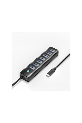 Vkemall Usb-c 7 Port Çoklu Hub - 5gbps Hızlı Veri Transferi, 5v3a Sabit Besleme, Siyah Abs Malzeme, 0.5m Kablolu Pw7u-c3