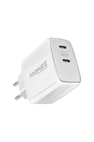 Promate PowerPort-65 GaNFast 65W Type-C PD Şarj Cihazı Beyaz