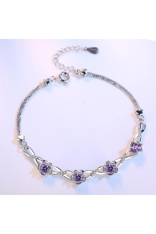 Beyaz Yeni Zirkon Çiçek Bileklik Moda Basit Bileklik Beyaz