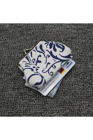 Beyaz Bozuk Para Cüzdanı Vintage Seladonlar Bozuk Para Çantası Tuval Mini Küçük Çanta Kadın Çanta Beyaz