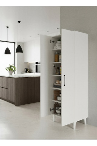 Aruat 6 Raf'lı Mutfak & Banyo Çok Amaçlı Kulanılabilen Kapaklı Dolap Beyaz