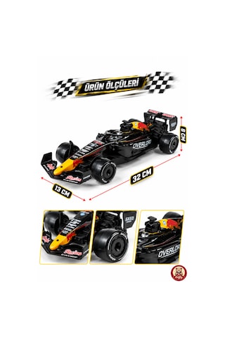 Oyuncak Uzaktan Kumandalı Formula 1 Rc Drift Yarış Arabası 20 Km/sa Hız, Hassas Gaz Kontrolü, Led Işık Ve Type-c Şarj Siyah