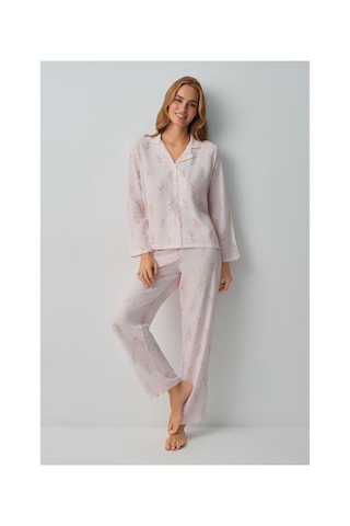 Suwen Lulusu Gömlek Yaka Pijama Takımı Wsh10510108919 Pembe