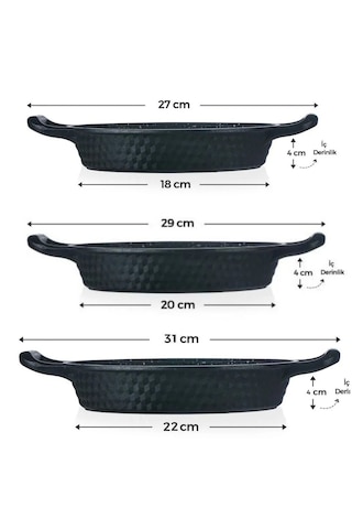 Leony 6 Parça Cam Kapaklı Sahan Tava Seti 18 CM-20 CM-22 CM Siyah Döküm