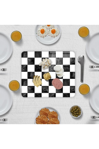 Decorıta Cam Sunum Standı Damalı Desen 29Cm X 34Cm