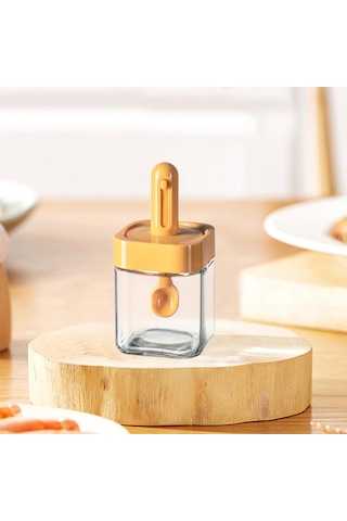 Homyl Baharat Kavanoz Mutfak Malzemeleri Mini Şeffaf Konserve Sarı