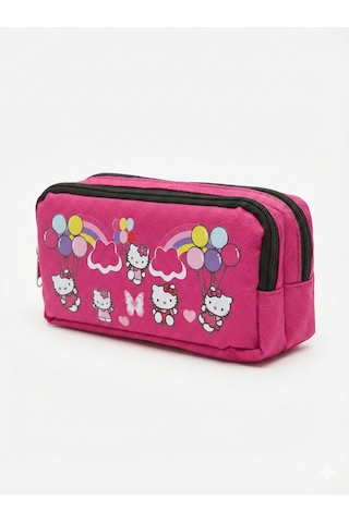Hello Kitty Baskılı Çift Bölmeli Pembe Kız Çocuk Okul Kalemliği Pembe