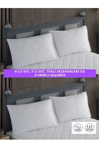 1 Adet %100 Pamuk Kapitone Fermuarlı Sıvı Geçirmez Renkli Yastık Alezi Yastık Koruyucu Beyaz