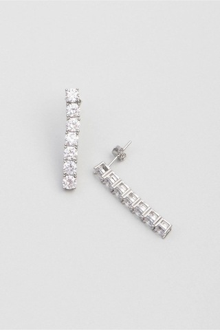 Fashion Kare Kalın Zirkon Taşlı Kararmaz Küpe Yeni Sezon 4.5cm Gümüş