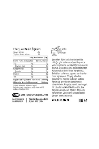 Bigjoy Sports Hydro Pump Gliserol + Kreatin 180g 30 Servis Aromasız