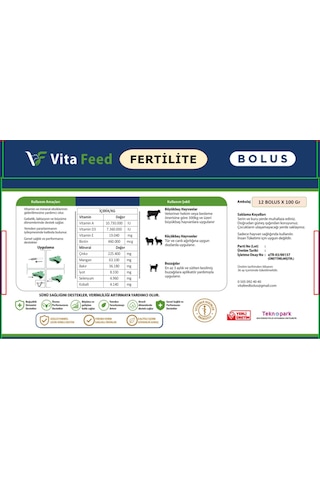 Vita Feed Fertilite Bolus 100 Gr 12 Adet