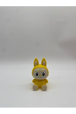Oturan Dekoratif Labubu Figürü, 3d Baskı, Sarı