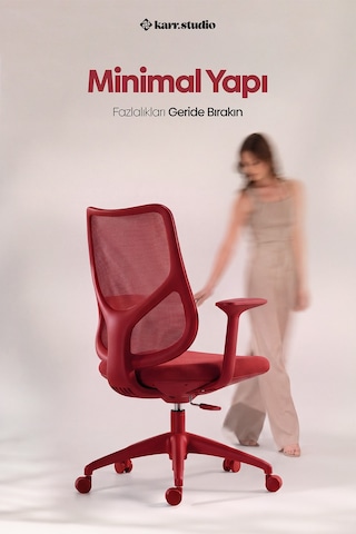 Seul Ergonomik Çalışma Sandalyesi - Kırmızı