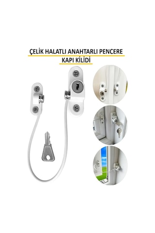 Kilit Pencere Cam Pimapen Bebek Güvenlik Çelik Halatlı Emniyetli Anahtarlı Kapı Çocuk Kilidi