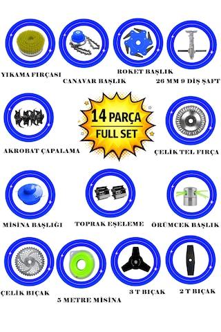Prowackers German Vrx-750 Force Sırt Tırpan+ Akrobat Çapalama + Toprak Eşeleme 14 Parça Full Setli