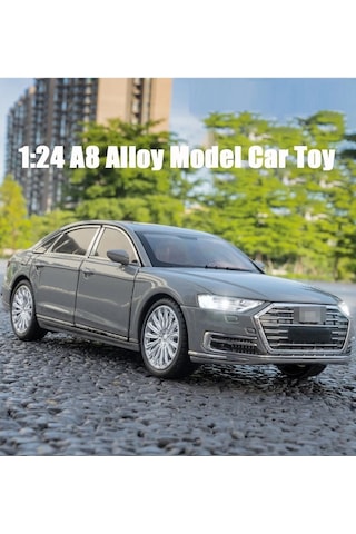Scowetto Audi A8 Long Quattro Tarzı 1:24 Metal Araba Diecast Audı 6 Kapı Bagaj Kaput Koleksiyon Model Gri