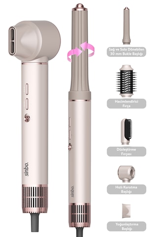 Sinbo Pro Compact Uzun Multi-styler Hava Üfleme Şekillendirici Full Seti 5in1 Saç Şekillendirici Shd-1729