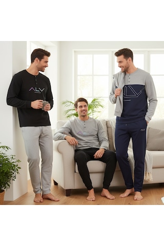 Bonbon Erkek Pamuklu Bohçalık Ve Çeyizlik 3 Adet 2'li Pijama Takımı Bb2481 Çok Renkli