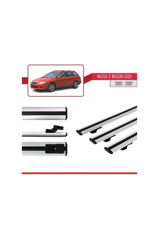 Mazda 6 Gg1 2002-2007 Arası İle Uyumlu Basic Model Ara Atkı Tavan Barı Gri 3 Adet