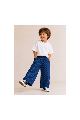 Elovias Çocuk Koyu Mavi Desenli Oversize Bohem Şalvar Pantolon 2-3-4-5 Yaş Lacivert