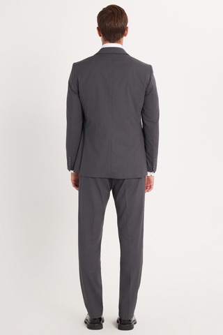 Tudors Erkek Slim Fit Mono Yaka Likralı Esnek Kumaş Füme Takım Elbise-33906 Füme