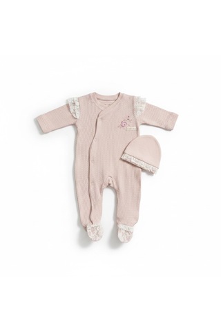 Annababba Dantel Detaylı Çiçek Nakışlı Şapkalı Tulum Açık Pudra Annababba Dantel Detaylı Çiçek Nakışlı Şapkalı Tulum Açık Pudra