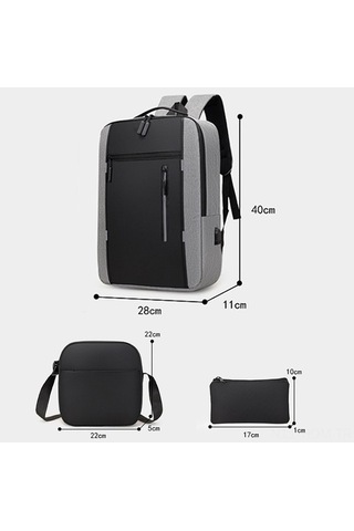 Xianwen Erkekler İçin İş Çantası Usb Büyük Kapasiteli Dizüstü Siyah
