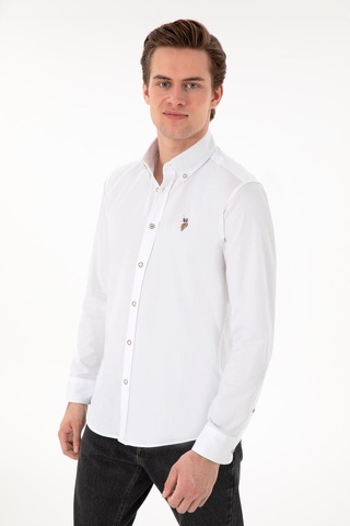 U.S. Polo Assn. U.s. Polo Assn. Pamuk Uzun Kol Slim Fit Gömlek 2082904 Beyaz